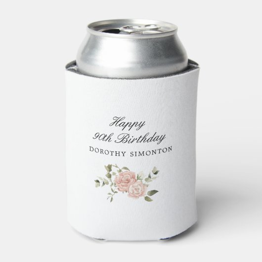 Dusty Pink Rose Floral 90. Geburtstag Dosenkühler (Kanne Vorderseite)