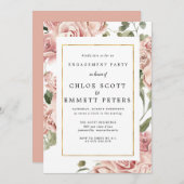 Dusty Pink Rose Floral Gold Partner Einladung (Vorne/Hinten)