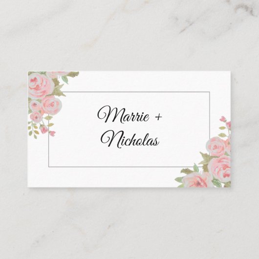 Dusty Pink Rose Floral Wasserfarbe Hochzeit Platzkarte (Rückseite)
