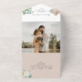 Dusty Pink Rose Floral Wedding All In One Einladung (Außenbereich)