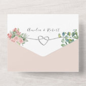 Dusty Pink Rose Floral Wedding All In One Einladung (Rückseite)