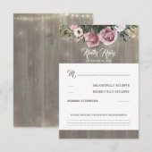 Dusty Pink Rose Floral Wedding RSVP Karte (Vorne/Hinten)