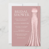 Dusty Pink & Rose Gold Dress Brautparty Einladung (Vorderseite)