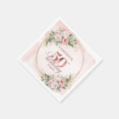 Dusty Pink Rose Gold Floral 50th Birthday Dinner Serviette (Ecke)