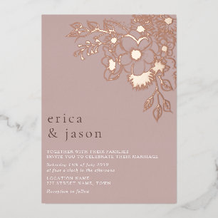 Dusty Pink Rose Gold Foil Wedite Folieneinladung
