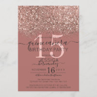 Dusty Pink Rose Gold Glitzer Confetti Quinceañera