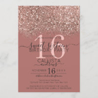 Dusty Pink Rose Gold Glitzer Confetti Sweet 16