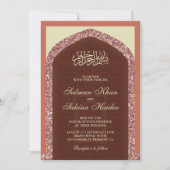 Dusty Pink Rose Gold Glitzer Mihrab Muslim Wedding Einladung (Vorderseite)