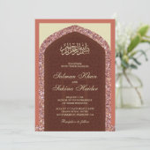 Dusty Pink Rose Gold Glitzer Mihrab Muslim Wedding Einladung (Stehend Vorderseite)