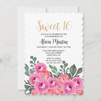 Dusty Pink Rose Gold Sweet 16 Geburtstag Einladung