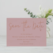 Dusty Pink & Rose Gold Wedding Save the Date Folieneinladung (Stehend vorne)