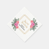 Dusty Pink Rose Greenery Botanical Gold Sweet 16 Serviette (Ecke)