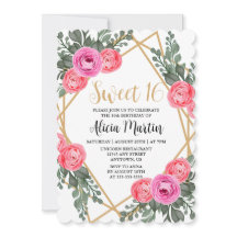 Dusty Pink Rose Grüne Flora Gold Sweet 16