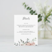 Dusty Pink Rose Hochzeitdetails Begleitkarte (Stehend Vorderseite)