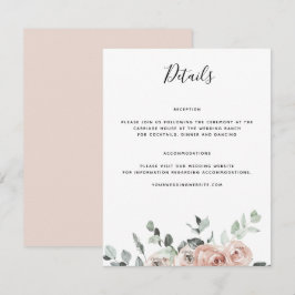 Dusty Pink Rose Hochzeitdetails Begleitkarte