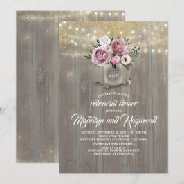 Dusty Pink Rose Mason Jar Rustikale Probe Abendess Einladung