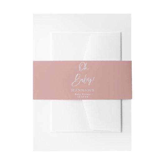 Dusty Pink/Rose Oh Baby-Dusche Einladungsbanderole (Vorderseite Beispiel)