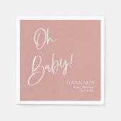 Dusty Pink/Rose Oh Baby-Dusche Serviette (Vorderseite)