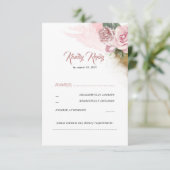 Dusty Pink Rose Romantic Wedding RSVP (Stehend Vorderseite)
