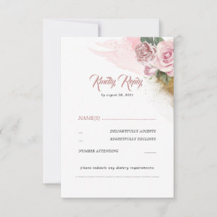 Dusty Pink Rose Romantic Wedding RSVP Karte