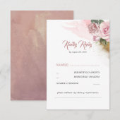 Dusty Pink Rose Romantic Wedding RSVP Karte (Vorne/Hinten)