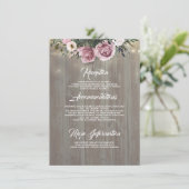 Dusty Pink Rose Rustic Country Wedding Details Begleitkarte (Stehend Vorderseite)