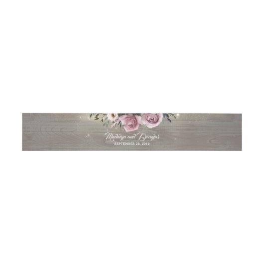 Dusty Pink Rose Rustic Country Wood Wedding Einladungsbanderole (Flach)