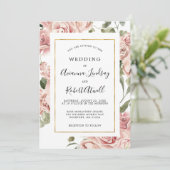 Dusty Pink Rose Rustic Floral Wedding Einladung (Stehend Vorderseite)
