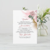 Dusty Pink Rose Wedding Information Guest Begleitkarte (Stehend Vorderseite)