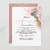 Dusty Pink Rose Wedding Information Guest Begleitkarte (Vorne/Hinten)