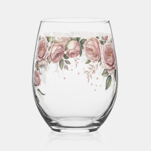  Dusty Pink Rose Wedding Toast Wine Glass Weinglas Ohne Stiel (Vorderseite)