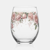  Dusty Pink Rose Wedding Toast Wine Glass Weinglas Ohne Stiel (Rückseite)