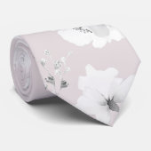 Dusty Pink Rose White Garden Peony Wedding Krawatte (Gerollt)
