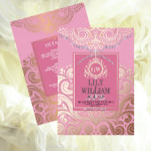 Dusty Pink RoseGold Classic Monogram Boho Wedding Folieneinladung