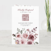 Dusty Pink Roses All in One QR Code Wedding Einladung (Rückseite)