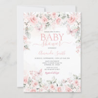 Dusty Pink Roses Baby Dusche Einladung