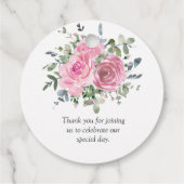 Dusty Pink Roses Eukalyptus Botanische Hochzeit Geschenkanhänger (Rückseite)