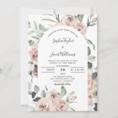 Dusty Pink Roses Floral Eukalyptus Wedding Einladung (Vorderseite)