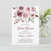 Dusty Pink Roses Foto QR Code Brautparty Einladung (Stehend Vorderseite)