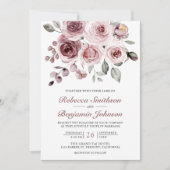 Dusty Pink Roses Foto QR Code Hochzeit Einladung (Vorderseite)