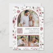 Dusty Pink Roses Foto QR Code Hochzeit Einladung (Rückseite)