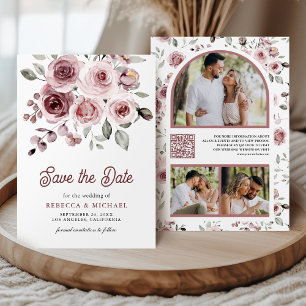 Dusty Pink Roses Foto QR Code Hochzeit Save The Date