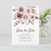 Dusty Pink Roses Foto QR Code Hochzeit Save The Date (Stehend Vorderseite)