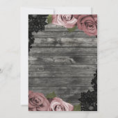 Dusty Pink Roses Gray Rustic Black Lace Wedding Einladung (Rückseite)