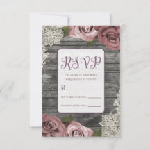 Dusty Pink Roses Gray Rustic Wood Lace Wedding