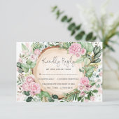 Dusty Pink Roses Greenery Forest Wedding RSVP Card Karte (Stehend Vorderseite)