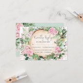 Dusty Pink Roses Greenery Forest Wedding RSVP Card Karte (Vorderseite/Rückseite Beispiel)
