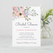 Dusty Pink Roses Mitsommer Brautparty Einladung (Stehend Vorderseite)