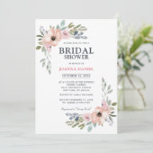 Dusty Pink Roses Mitsommer Brautparty Einladung (Stehend Vorderseite)