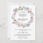 Dusty Pink Roses Mittelsommer Blumenhochzeit Einladung (Vorderseite)